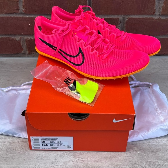 Men’s Nike Zoom Mamba 6 Hyper Pink‎ & Rose /Black Laser Orange Track Shoes - Picture 1 of 8